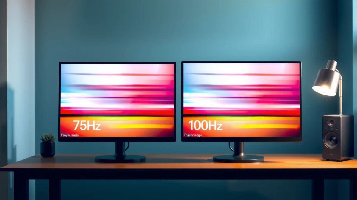 Comparison of 75Hz and 100Hz monitors for gaming and productivity.