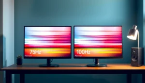 Comparison of 75Hz and 100Hz monitors for gaming and productivity.