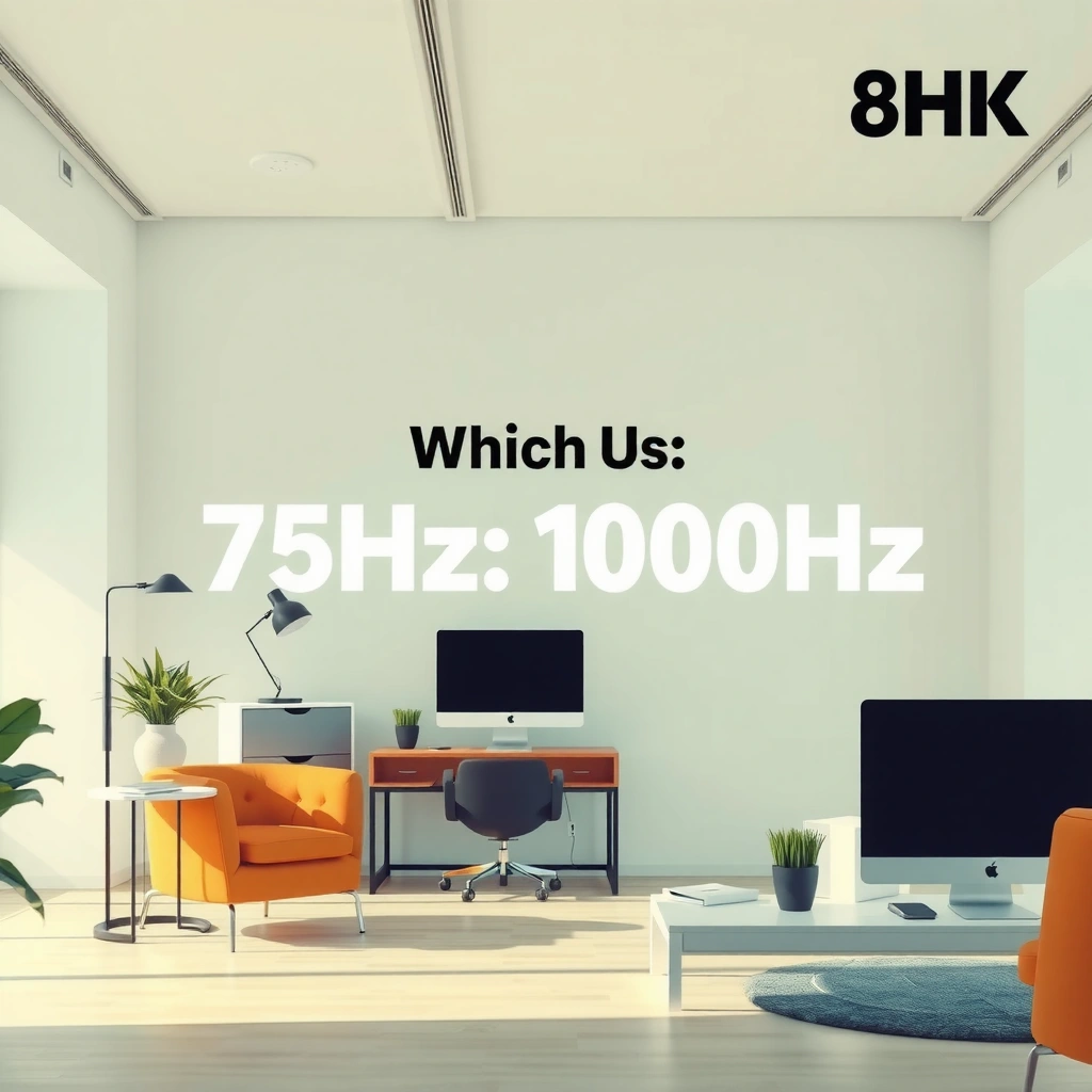 Comparison of 75Hz and 100Hz refresh rates for smoother office scrolling experience.