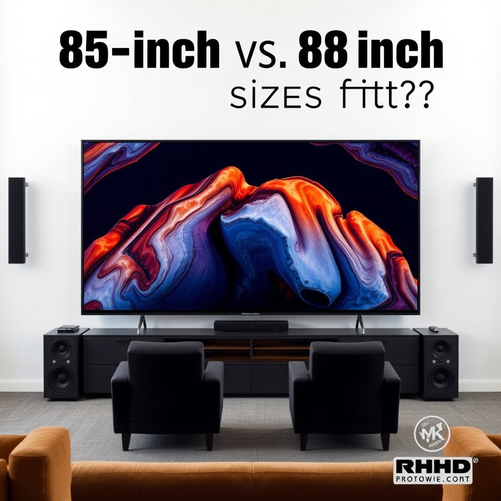 Visual comparison of 85-inch and 98-inch TVs showing their real-world size difference for home theaters.