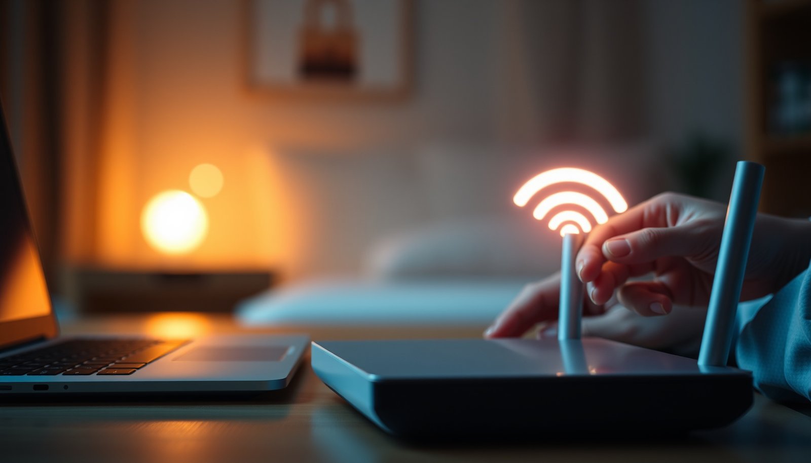 Illustration of AES Wi-Fi encryption protecting a wireless network