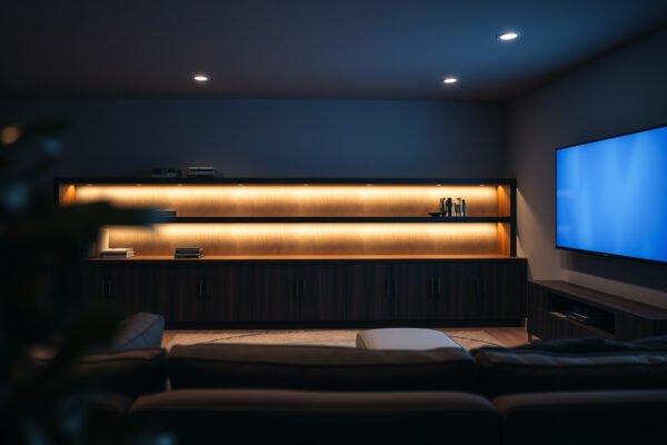 Comparison of LED and OLED lighting options for basement TV setups.