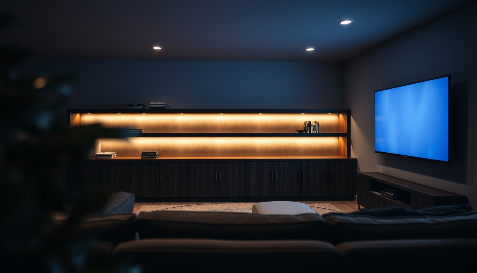 Comparison of LED and OLED lighting options for basement TV setups.