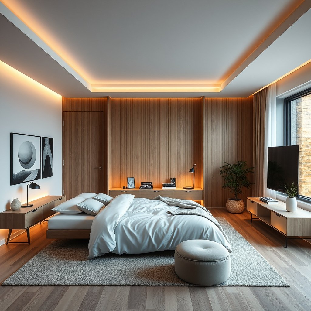 A bedroom scene showcasing an OLED TV, highlighting its advantages for night viewing.