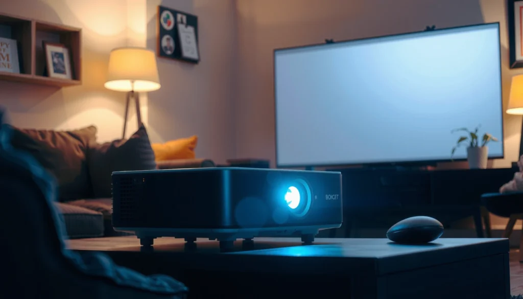A person setting up a budget projector for optimal viewing experience with tips and tricks for better results.
