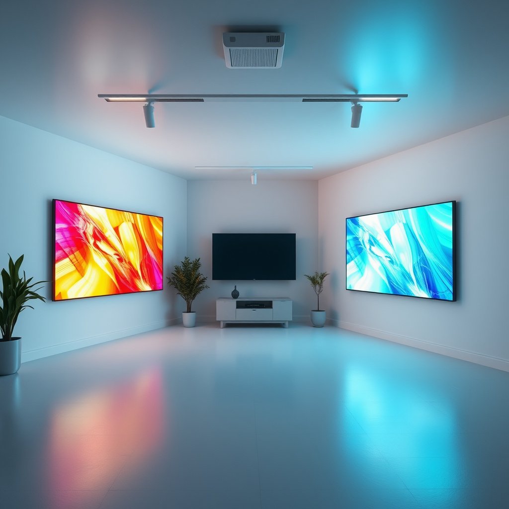 Comparison of OLED and QLED performance in bright room settings during daytime use.