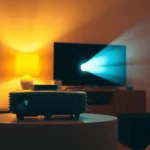 A budget projector with price tags, illustrating the cost of affordable projectors.