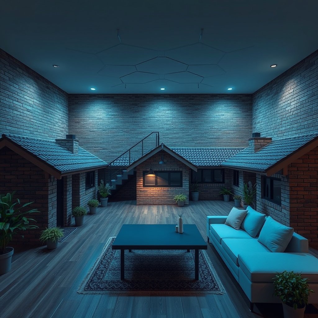 Illustration showing how brick walls interfere with mesh Wi-Fi signals in a house