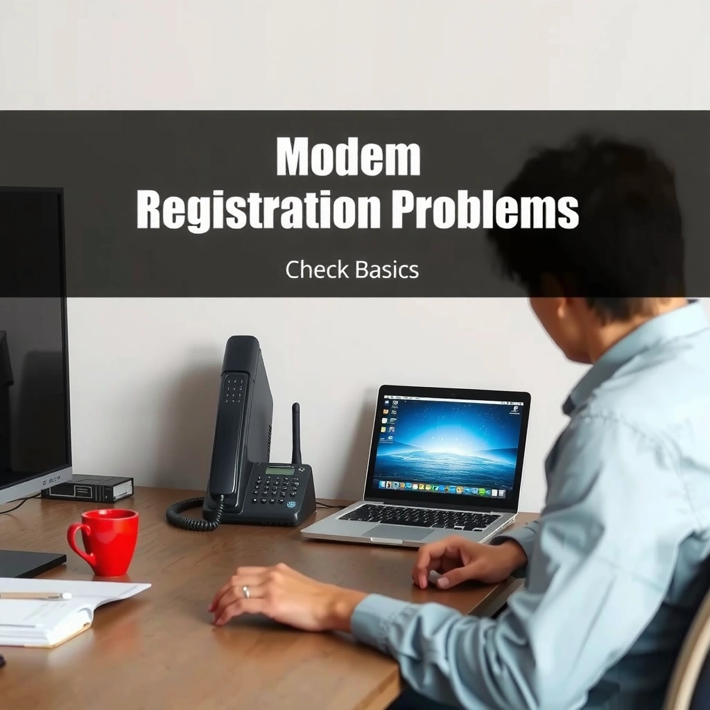 Image showing a technician checking modem power, cables, and signal for troubleshooting.