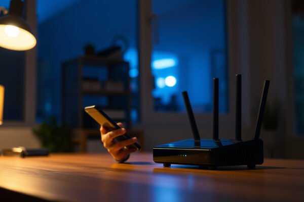 Illustration of steps to check Wi-Fi security and common fixes for network issues.
