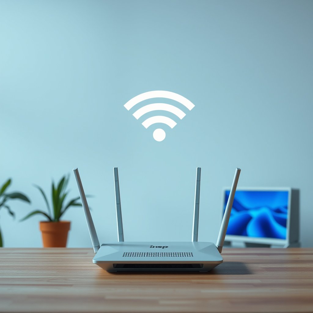Illustration showing options for choosing a device to handle routing in a Mesh Wi-Fi setup with an ISP router.