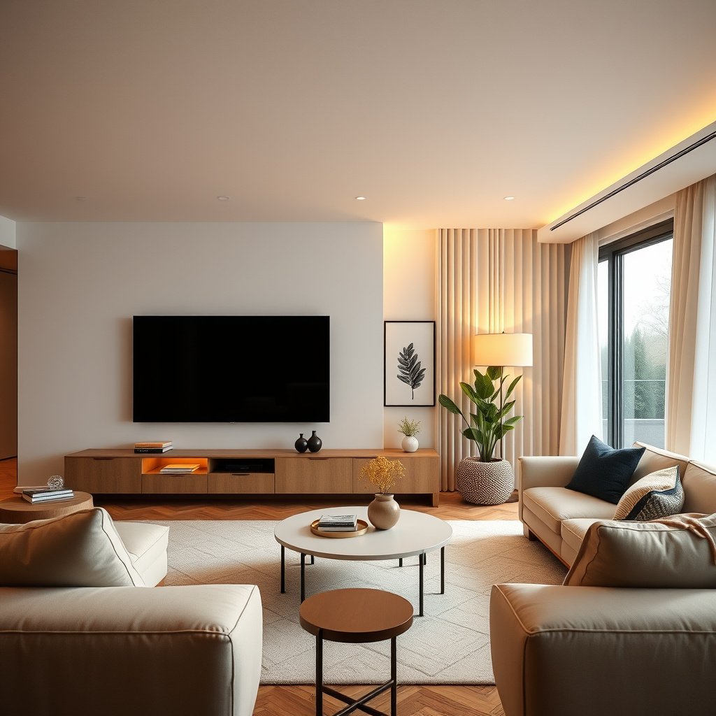 Infographic comparing living room TV and home theater TV for different user needs.