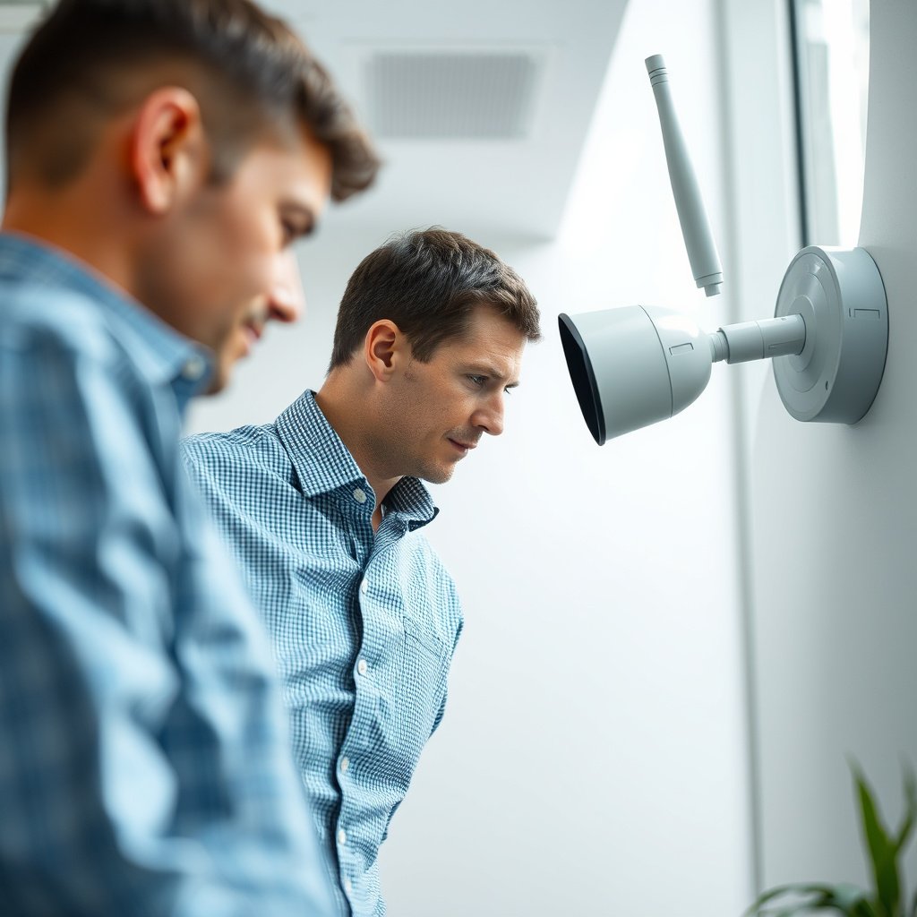 A technician analyzing Wi-Fi channels to identify congestion issues in a network.