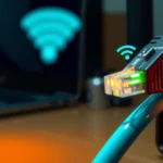 Illustration showing Ethernet connection working while Wi-Fi fails, highlighting network troubleshooting
