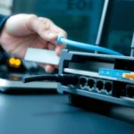 Illustration of fiber internet troubleshooting steps for fixing connection and speed issues.