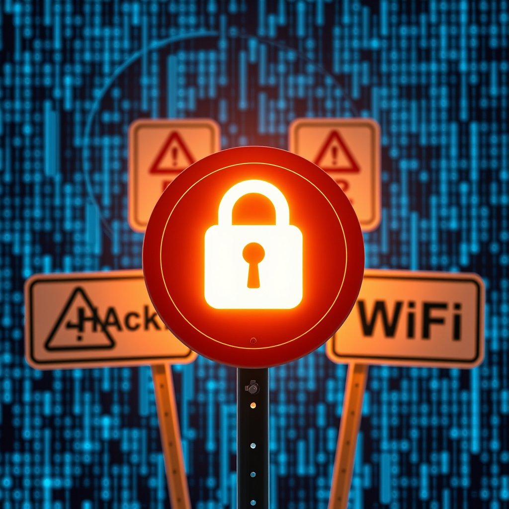 Illustration showing common methods of Wi-Fi hacking and security risks involved.
