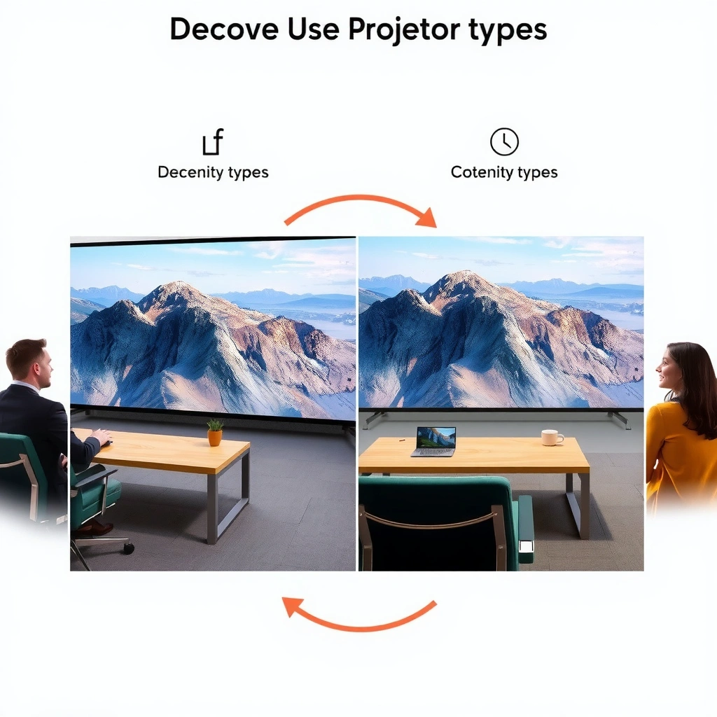 Different types of projectors and their setups for optimal use in various environments.
