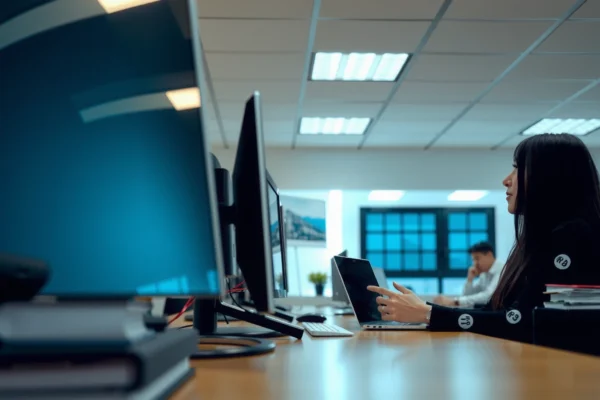 A modern office setup with Wi-Fi routers and devices, illustrating practical fixes to enhance Wi-Fi connectivity.