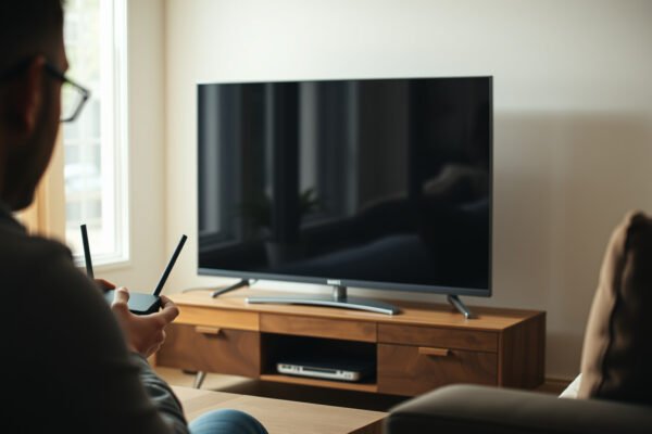 A smart TV connected to a home network, illustrating isolation techniques for enhanced privacy and security.