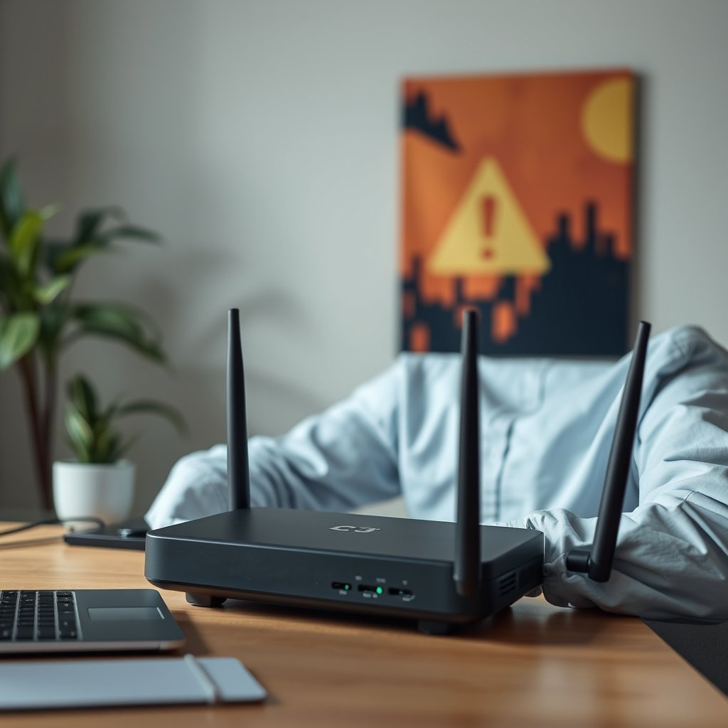 A person disconnecting a hacked router from the power source to stop the attack.