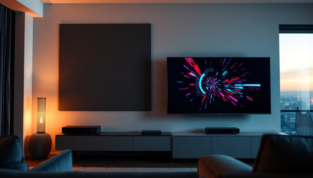 Comparison of a large TV and a gaming monitor for gaming and entertainment choices.