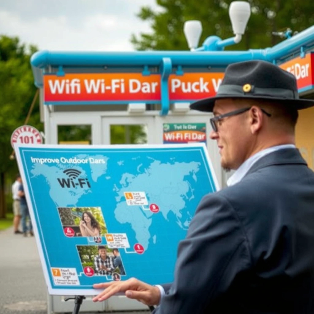 Map showing outdoor Wi-Fi coverage and identifying potential bottlenecks for better connectivity