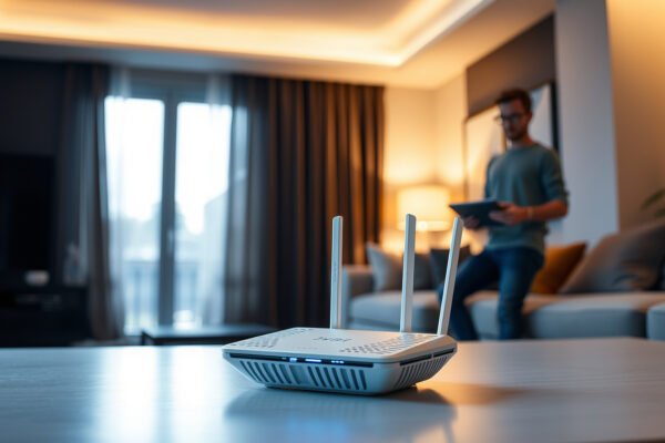 Illustration of Mesh Wi-Fi system working with UPnP technology for seamless connectivity