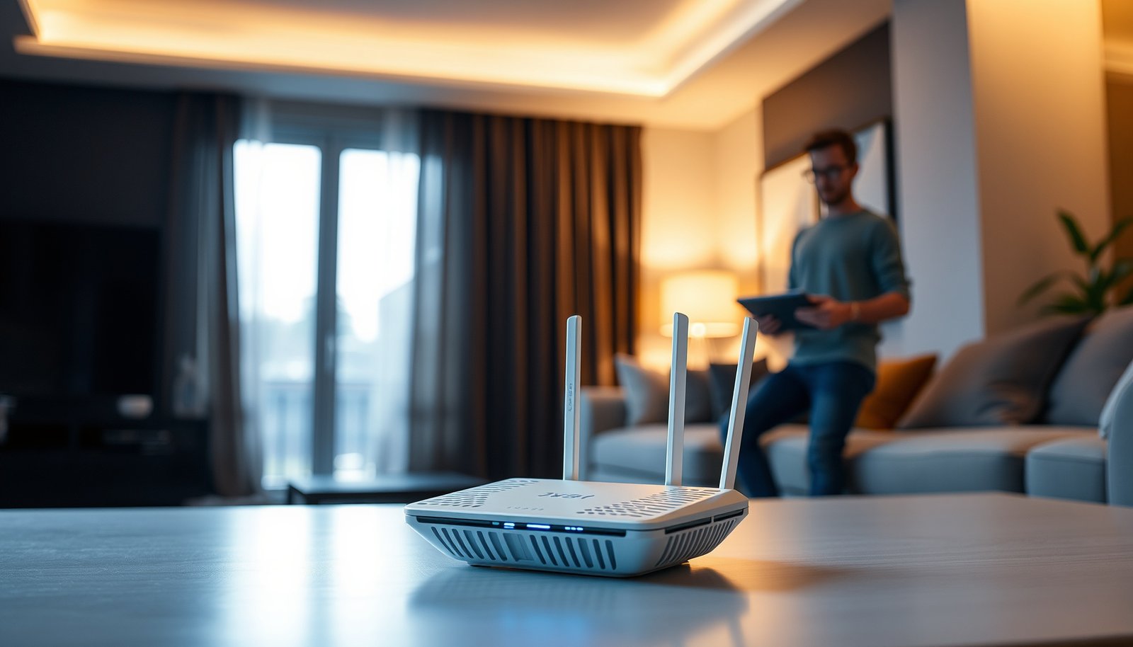 Illustration of Mesh Wi-Fi system working with UPnP technology for seamless connectivity