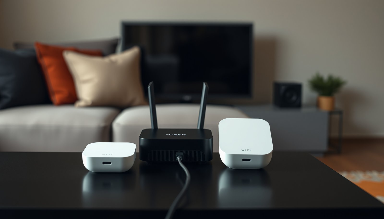 Illustration of Mesh Wi-Fi system operating in bridge mode for enhanced connectivity.