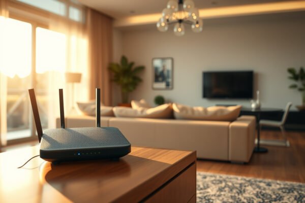A visual representation of mesh Wi-Fi systems designed for large houses, showcasing multiple access points.