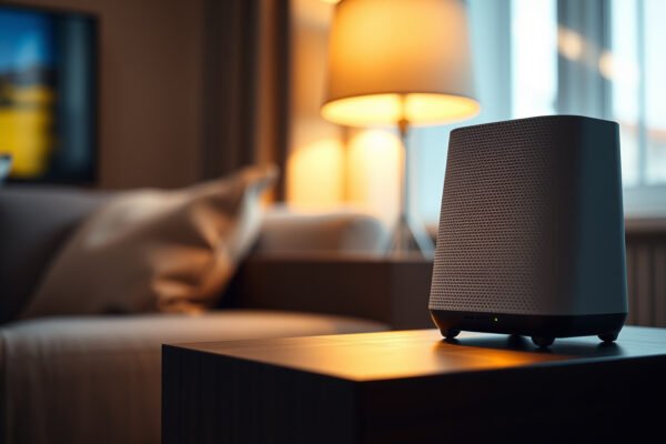 A modern mesh Wi-Fi system designed for enhancing connectivity in smart homes.