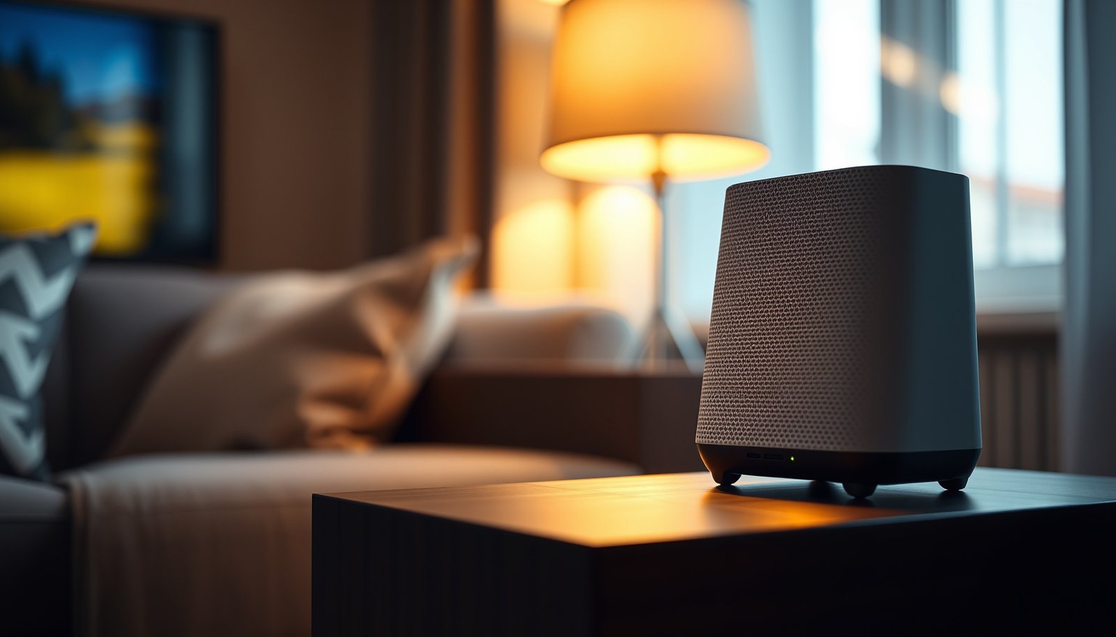 A modern mesh Wi-Fi system designed for enhancing connectivity in smart homes.