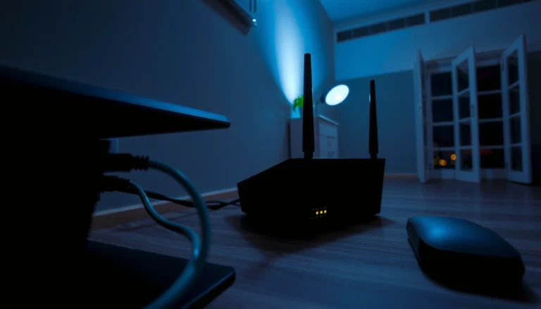Image illustrating a modem with internet issues at night, highlighting common causes for connectivity drops.