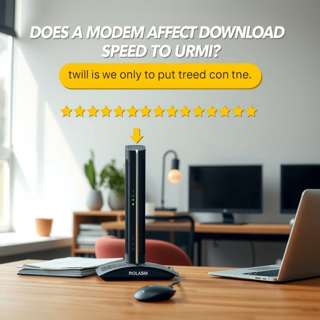 Illustration showing how a modem limits download speed in internet connections.