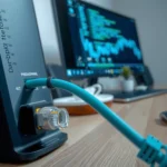 Illustration showing how a modem affects upload speed in internet connections.