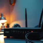 A modem connected to a router, illustrating potential causes of slow internet speeds.