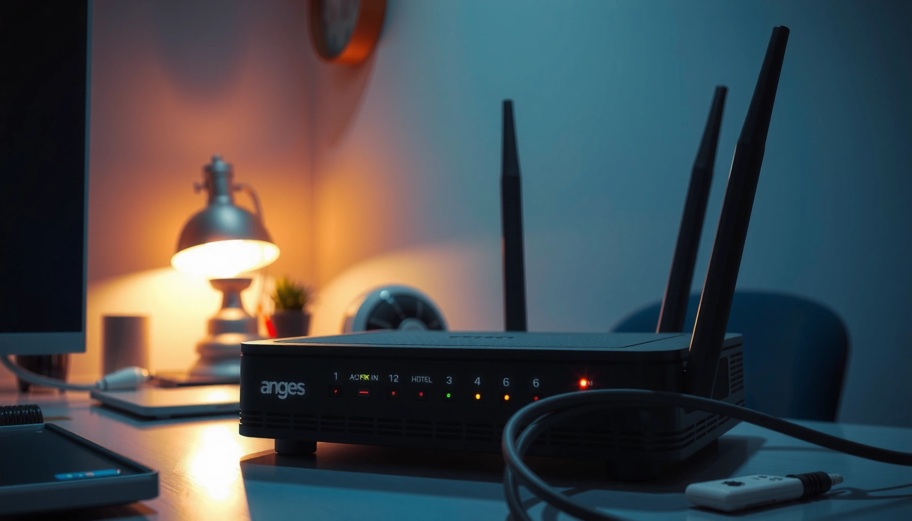 A modem connected to a router, illustrating potential causes of slow internet speeds.
