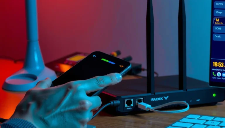 A person troubleshooting a modem with tools, highlighting quick fixes and steps for modem issues.