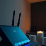 A technician troubleshooting a modem and router connection issues.