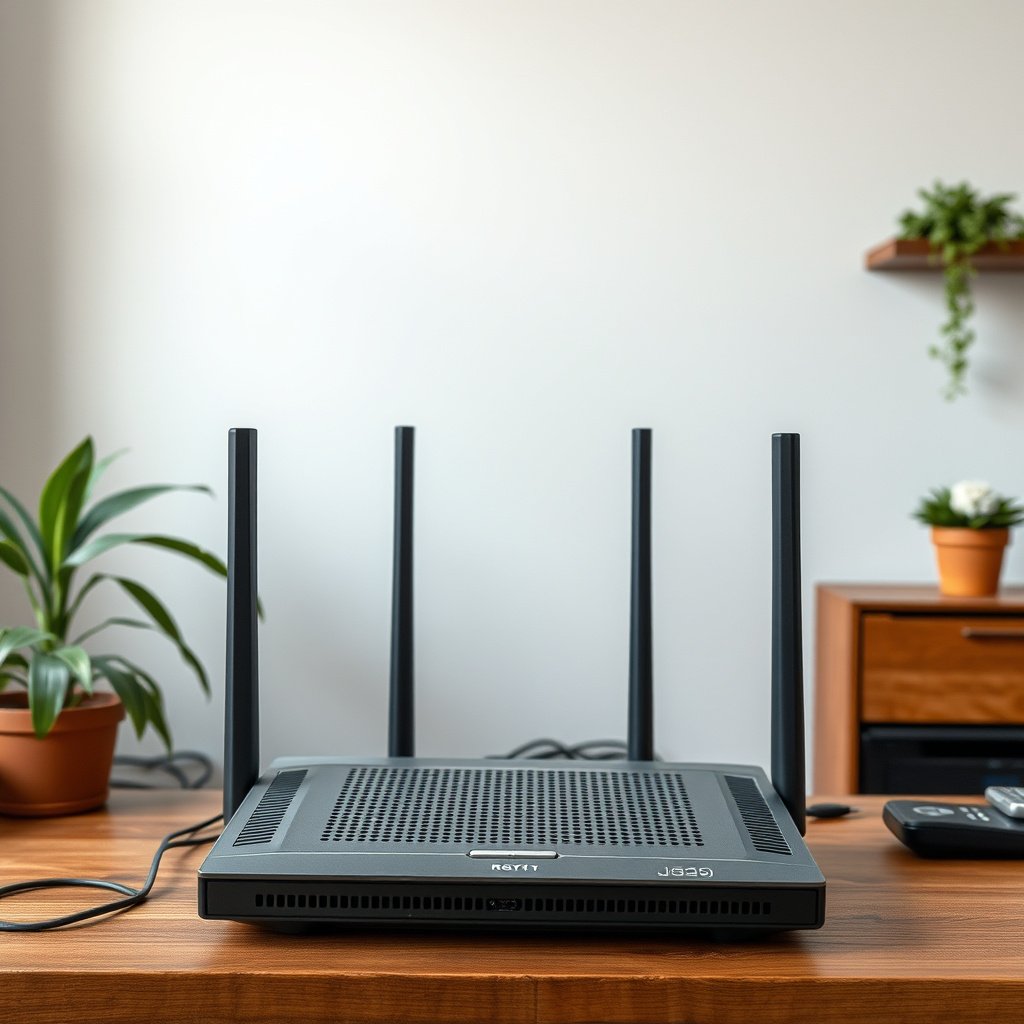 An old router being tested for compatibility with a mesh network setup.