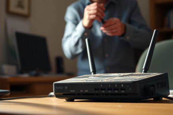 An old router on a desk, highlighting potential security risks and how to check and fix them.