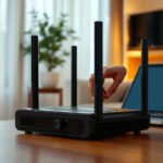 Diagram showing how to optimize router channel width for improved Wi-Fi performance.