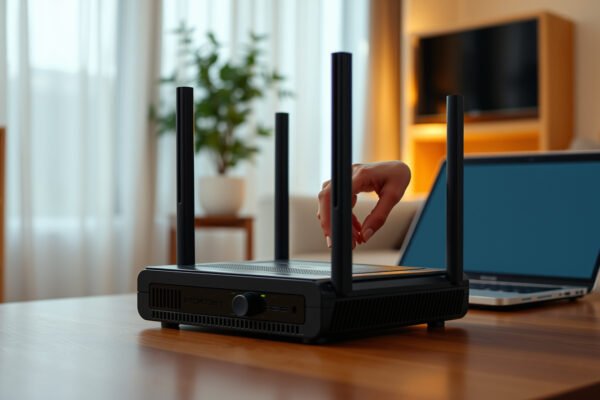 Diagram showing how to optimize router channel width for improved Wi-Fi performance.