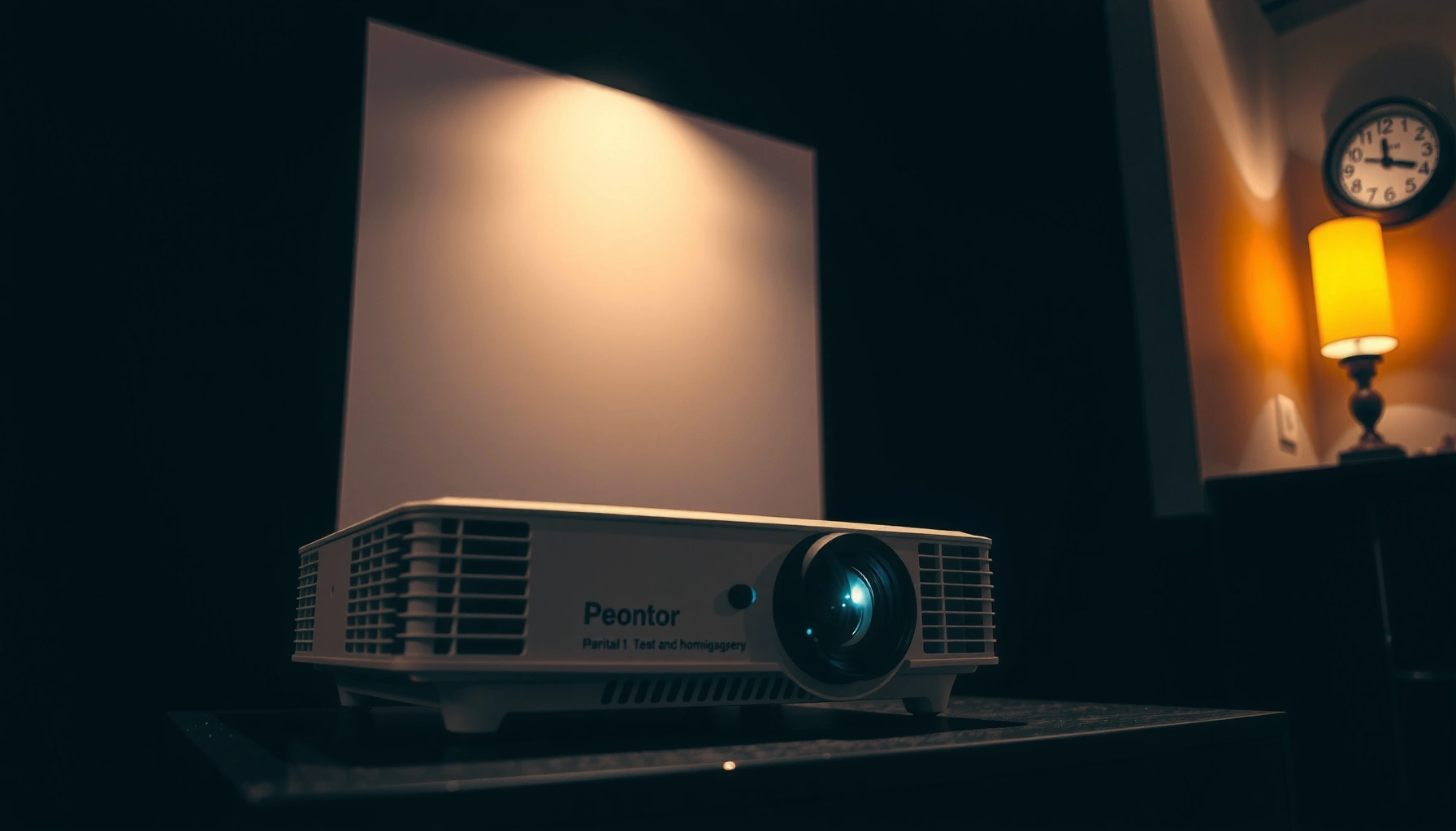 Illustration of common projector contrast ratio problems and solutions for improved image quality.