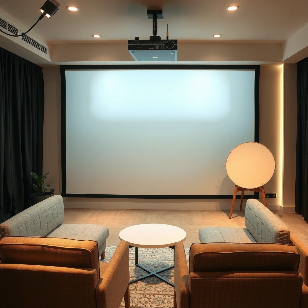 Dim projector image with power indicator on, highlighting common brightness problems.