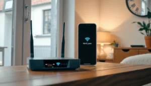 Illustration of practical tips to reduce Wi-Fi jitter for smoother internet connections.