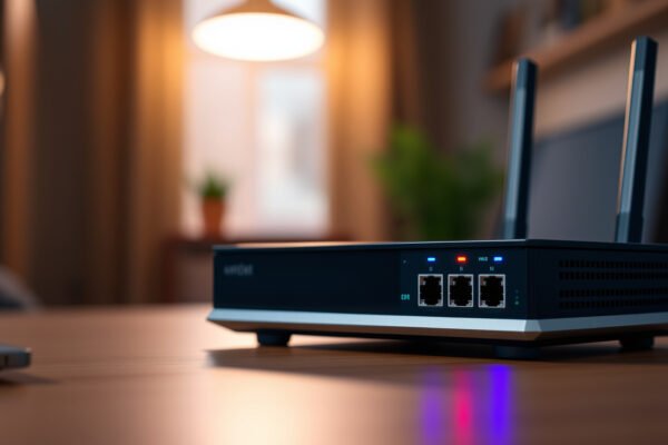 Illustration showing common causes of weak router security and their fixes.