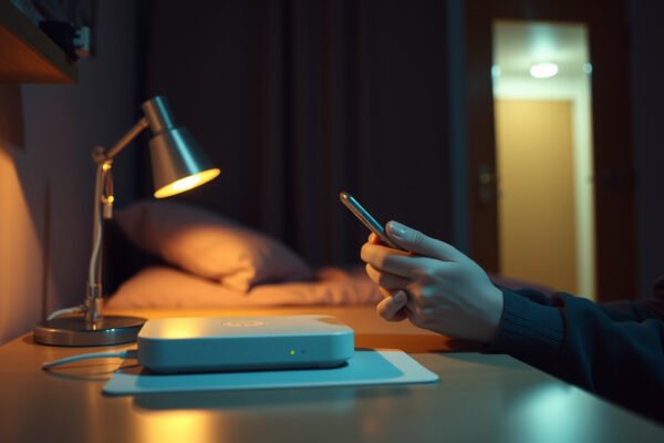 Student securing Wi-Fi connection in a dorm room for better online safety.