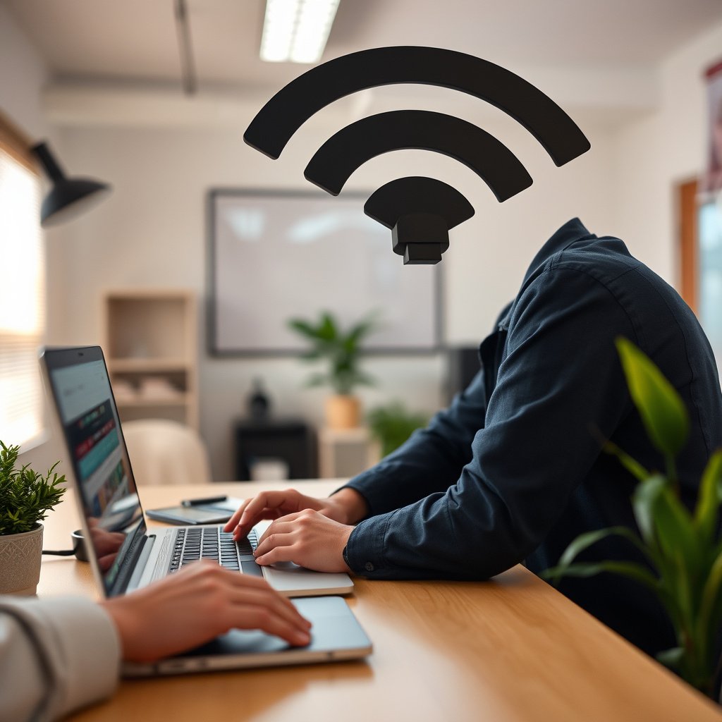 Illustration showing a locked Wi-Fi router and password protection tips for better security