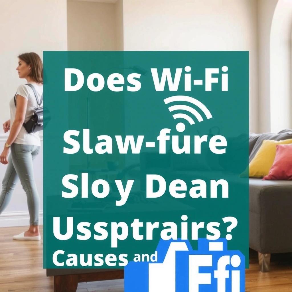 Illustration showing Wi-Fi signal loss through floors and walls affecting connectivity upstairs.